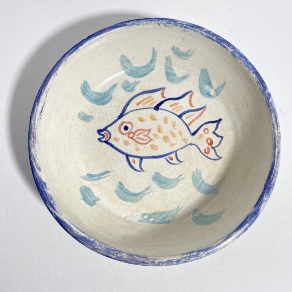 Dan Eash Art Pottery PA Handmade Glazed Stoneware Fish Bowl Pair Set Of 2 7.5in - Picture 2 of 15
